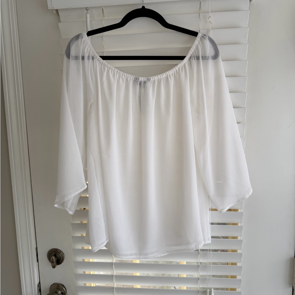 Express White Off-Shoulder Blouse - Picture 2 of 3